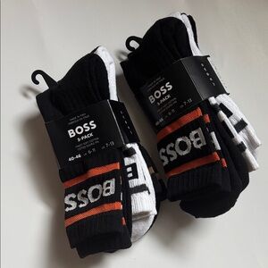 BOSS Hugo Boss Men's Casual Socks in Black, White  3-Pack x 2